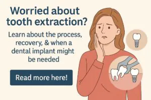 A dentist is extracting a wisdom tooth from a patient, using sterilized equipment in a modern dental office. The patient is relaxed and comfortable during the extraction dental procedure. No text on image.