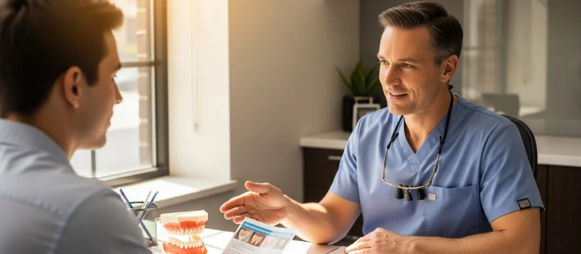 Patient consulting with an oral surgeon about wisdom tooth recovery