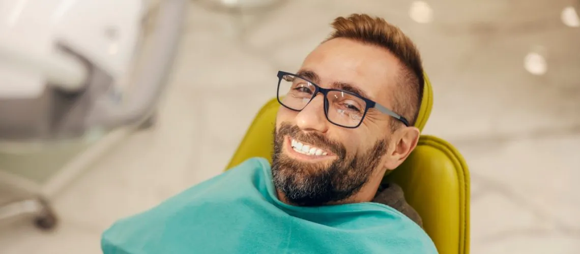 Portrait,Of,A,Patient,At,Dentist,Office,Sitting,In,The